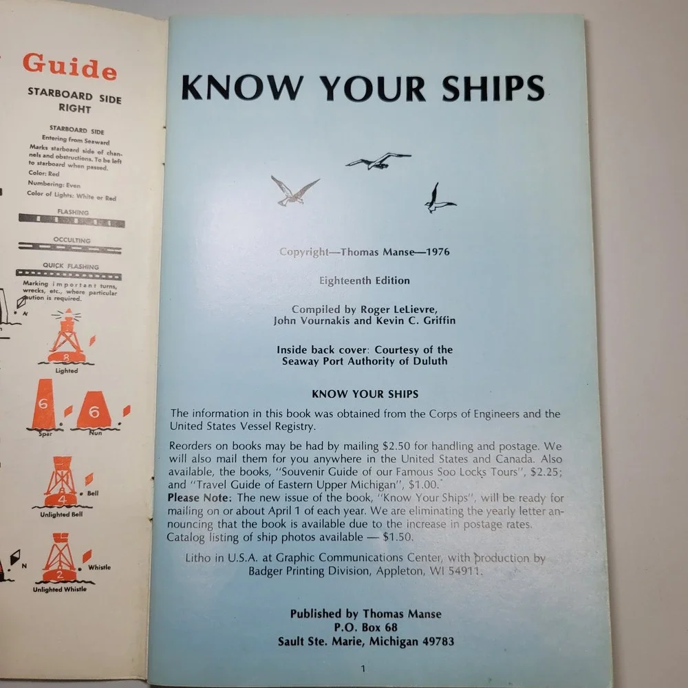 Know Your Ships 1976 The Seaway Issue 18th Edition Thomas Manse Great Lakes